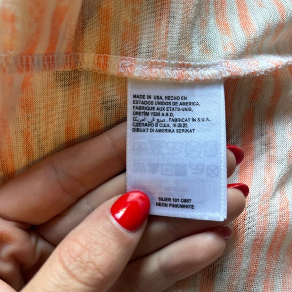 Bebe Sleeveless Button-Up Blouse Size S | Ombre Neon Pink, Yellow, White Stripe - Picture 6 of 6